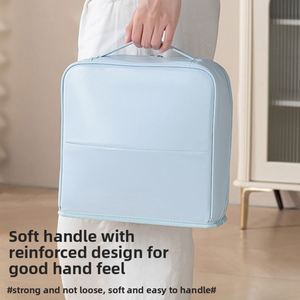 Grande trousse de maquillage en PU imperméable à grande capacité avec ouverture latérale, organiseur de voyage pour cosmétiques avec porte-pinceaux, poche en filet et poignée - Product Image 4