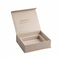 Boîte cadeau rigide personnalisée en ivoire avec insert et détails dorés, impression de logo personnalisée, OEM ODM, vente en gros