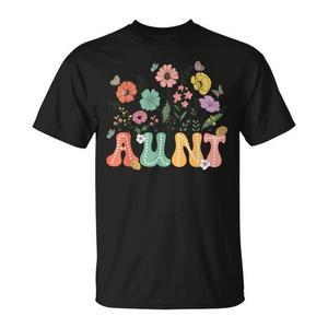 T-shirt floreale Aunt Wildflower a maniche corte, girocollo, stampa digitale, per donne adulte, riunioni di famiglia, feste - Product Image 1