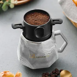 Filtro de café dobrável reutilizável, copo dobrável feita à mão com filtro de café em aço inoxidável