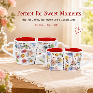 Set di Tazze da Caffè in Ceramica Personalizzabili con Monumenti di Parigi, Souvenir Turistico con Manico, <span class=keywords><strong>Coppia</strong></span> <span class=keywords><strong>che</strong></span> <span class=keywords><strong>si</strong></span> <span class=keywords><strong>Bacia</strong></span> - Product Image 3