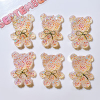 Breloques Ours en Résine Entièrement Strassées, Accessoires Ours Cartoon en Résine, Pendentifs Breloques en Résine, Bijoux Kawaii en Résine pour Décoration
