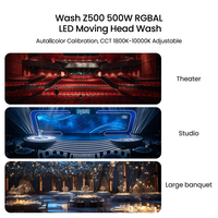 Projecteur LED mobile haute performance 500W, CCT linéaire 1800-10000K, calibrage automatique des couleurs, écran tactile 2,8 pouces, DMX512, équipement d'éclairage de scène