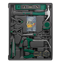 Ensemble d'outils de quincaillerie domestique de 254 pièces, grande variété d'outils incluant des clés, des tournevis, des marteaux, etc., style valise à roulettes