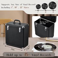 Boîte de rangement pour disques vinyles, collection d'albums LP, boîte de présentation avec couvercle, imperméable, antichoc, anti-poussière, sac en maille pliable, cuir