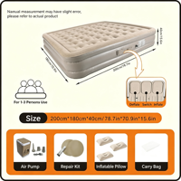 Matelas Gonflable à Pompe Intégrée à Gonflage Rapide en 60s, Lit Gonflable à Colonnes d'Air en Nid d'Abeille, Lit Gonflable en PVC Floqué pour le Camping - Vente Chaude