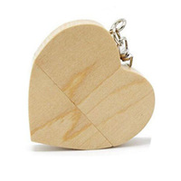 Logotipo personalizado Caja de madera Forma de corazón 2,0 3,0 64GB 2GB 32GB 16GB 4GB 8GB Unidad de memoria flash Pendrive Pen Drive para regalo de boda