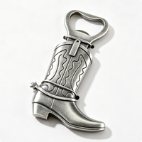 Abridor de Botellas con Forma de Bota de Vaquero Moderna Plateada, Figura de Aleación de Zinc Fundida a Presión, Decoración para el Hogar, Tema Antiguo