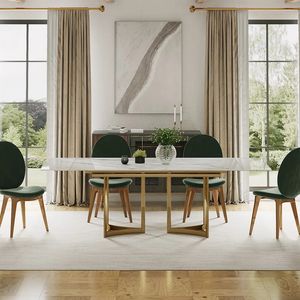 <span class=keywords><strong>Table</strong></span> à manger moderne Base en acier inoxydable avec plateau en pierre <span class=keywords><strong>Table</strong></span> à manger avec surface en marbre <span class=keywords><strong>Table</strong></span> à manger extensible en gros - Product Image 3