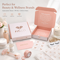 Kits d'emballage PR en carton doré rose FSC en gros pour abonnements, boîtes en papier pour expédition avec logo personnalisé