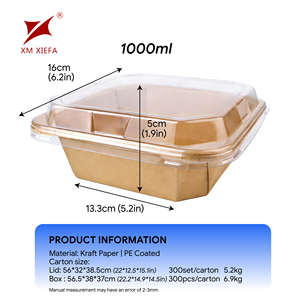 Boîtes alimentaires octogonales jetables en papier kraft XM XIEFA avec couvercles en plastique, auto-établies, pour repas - Product Image 2