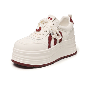 Baskets compensées pour femmes Printemps 2026 Nouveautés Semelle épaisse Talon rehaussé Chaussures de marche décontractées Douces et tendance - Product Image 5