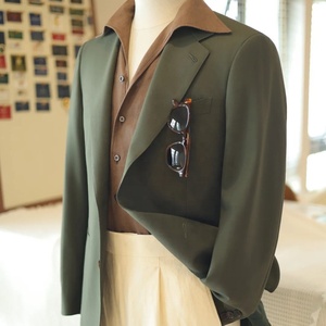 Veste et pantalon décontractés de style Old Money pour <span class=keywords><strong>homme</strong></span> MTM, vert, tissu 100% laine, blazer, <span class=keywords><strong>costume</strong></span> sur mesure, vêtements élégants - Product Image 2