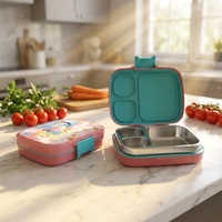 Nouvelle boîte à lunch en acier inoxydable 304, compatible micro-ondes, 3 compartiments, portable, grande capacité, anti-fuite, résistante aux brûlures, boîte bento