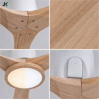 Ventilateur de plafond Hugger de 44 pouces avec lumière LED, moteur DC, 3 pales en pin massif, télécommande WiFi pour salon et chambre à coucher