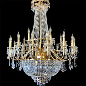 custom French empire hanging lamp modern gold luxury k9 crystal chandelier for wedding banquet hotel lobby living entrance light