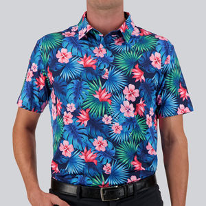 เสื้อโปโลกอล์ฟ OEM พิมพ์ลายทั้งตัว 90% โพลีเอสเตอร์ 10% สแปนเด็กซ์ พร้อมออกแบบปกเสื้อ โลโก้ และงานปักตามสั่ง - Product Image 2