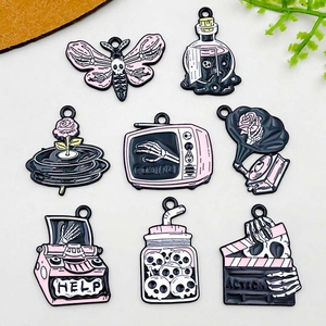 Crâne fantôme Charms Enamel Gothic Butterfly Charms TV <span class=keywords><strong>Telephone</strong></span> Music Black Charms for Jewelry Making Bracelets Earrings Necklace - Product Image 2