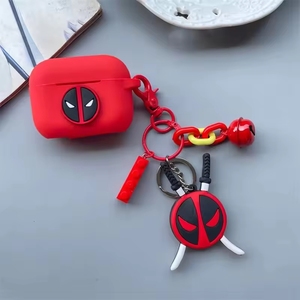 เคสหูฟังลายการ์ตูนเดดพูลสำหรับ <span class=keywords><strong>iPhone</strong></span> <span class=keywords><strong>14</strong></span> 2024  ซิลิโคนกันกระแทกพร้อมพวงกุญแจ - Product Image 2