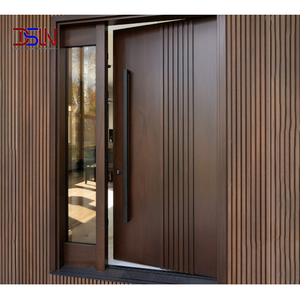 Porte d'entrée minimaliste antivol à cadre fin en bois massif pour projets de construction d'appartements modernes – Vente en gros - Product Image 1