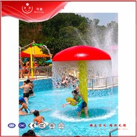 Équipement de loisirs aquatiques interactif en fibre de verre, en forme de champignon, avec pulvérisation d'eau, en plastique, pour parc extérieur, couleur personnalisée