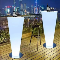 Nouvelle conception de table de bar en plastique illuminée par LED RGB à changement de couleur, moderne et luxueuse, pour la maison, les bars, les hôtels, les centres commerciaux, les événements et les fêtes
