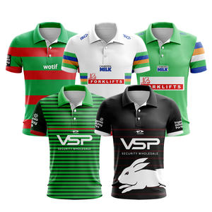 クイックドライポリエステルカスタムヴィンテージ昇華ストライプアイルランドNrlリーグ半袖メンズラグビーポロTシャツ2024 - Product Image 1