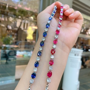 Fashion Jewelry Eco-friendly <b>Copper</b> Multicolor Zircon Fine Layered Link Chain Bracelets <b>Bangles</b> for Refined Premium Gift - Product Image 1
