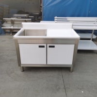 Table d'évier commerciale double, table d'évier de cuisine, table de travail avec évier, équipement de buffet