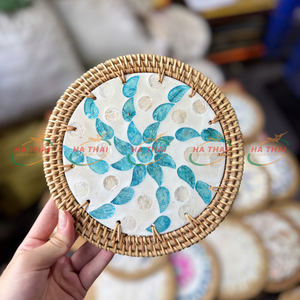 Grands sous-verres nacre sous-verres tasse tapis coloré rond coquillage tasse tapis de haute qualité - Product Image 5