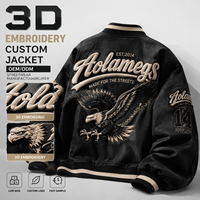 Veste streetwear personnalisée pour homme, broderie 3D, veste bomber varsity, veste oversize hip hop, fournisseur d'usine OEM