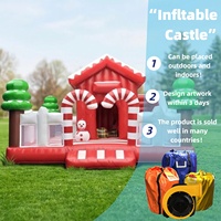 Château gonflable semi-fermé de haute qualité, nouveaux modèles, thème Noël Père Noël, avec toboggan pour enfants
