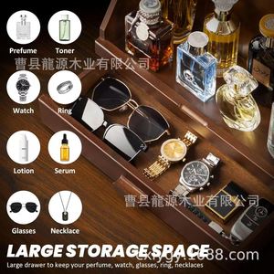 กล่องเก็บน้ำหอมแบบตั้งโต๊ะไม้พร้อมลิ้นชักกันฝุ่นสำหรับผู้ชาย - Product Image 4