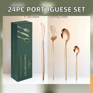 Juego de Cubiertos de Acero Inoxidable Portugués de 24 Piezas con Acabado Espejo para Regalos - Product Image 2