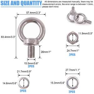 M16 Zware Schroefbout, Machines Schouder Opheffen Ring Oogbout Met 6 Stuks Vergrendelingsmoeren/Sluitringen/Platte Ringen Set - Product Image 3
