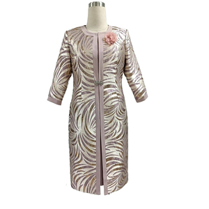 Nouvelle Arrivée : Manteau Long Imprimé avec Robes pour Femmes Âgées – Tenue d'Église Élégante et Designer, Ensembles Jupe et Veste pour Dames - Product Image 4