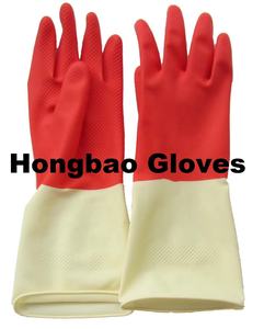 Guantes de goma natural <span class=keywords><strong>bicolor</strong></span> de 70g, látex impermeable duradero rojo y blanco para limpieza de cocina para protección diaria de invierno y verano - Product Image 2
