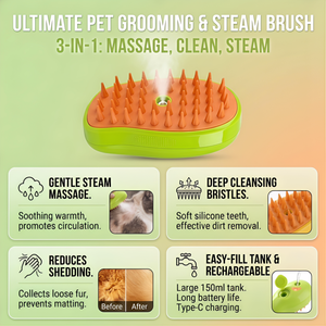 Cepillo Rociador de Agua Recargable 3 en 1 para Mascotas Peine de Vapor Suave para Pelo de Perro Cepillo de Vapor para Gato para Masaje, Baño y Limpieza - Product Image 3