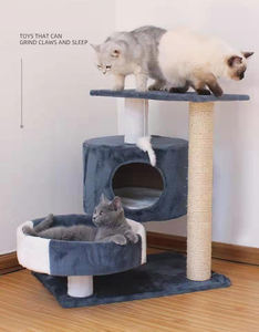 بسيطة رخيصة جديد حار بيع الحيوانات الأليفة منتجات الصوف القطط التفاعلية تسلق بيت شجرة مع السيزال Katzen خدش بوست ، القط الشقة - Product Image 3