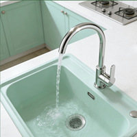 Robinet de cuisine en laiton GEASAM à montage sur plan, bec pivotant, monocommande, cartouche céramique, pour distributeur