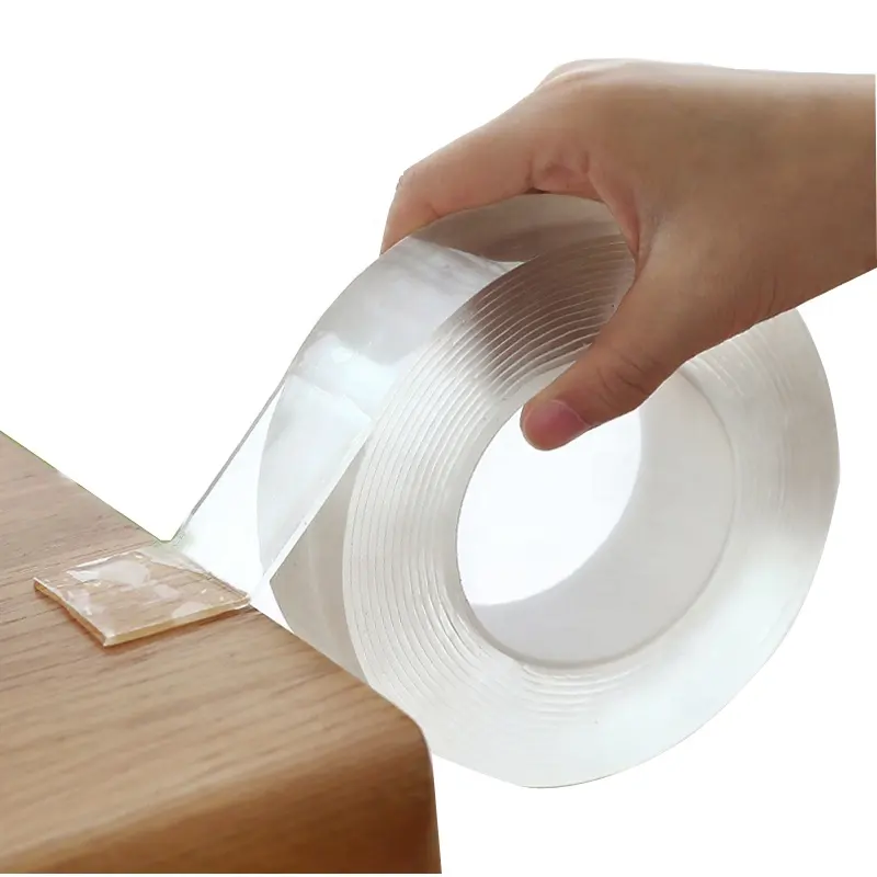 1mm*2m Reusable Washable Removable PU Adhesive Nano Double Sided Transparent Tape