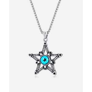 Collier de personnalité rétro de mode avec pendentif en acier <span class=keywords><strong>pentagramme</strong></span> nouveau Design Devil's Eye chaîne en forme de croix diamant Zircon parties - Product Image 2