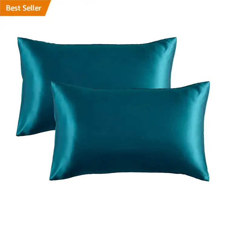 Super Soft 100% Silk Stain Silky Pillowcases Set of 2 Soft Luxury 100% Polyester Satin Pillowcase for Hair and Skin