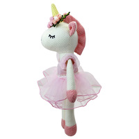 Robe en dentelle pour petite fille, jouet en peluche licorne au crochet, licorne tricotée, poupée en peluche pour bébé