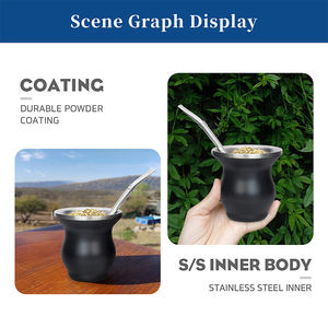 Vaso de Acero Inoxidable de Doble Pared Personalizado para <span class=keywords><strong>Mate</strong></span> con Bombilla, Reutilizable, de Gran Venta en Brasil y Argentina - Product Image 4