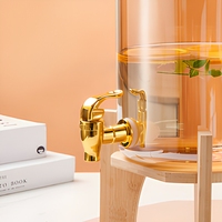 Distributeur de boissons en verre borosilicate de haute qualité, distributeur de jus et de vin, pot hermétique avec robinet et support en bois