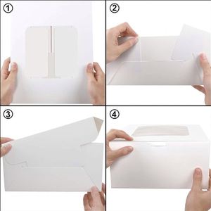 Hot Selling Biodegradable White <b>Square</b> Cake Box Window Cardboard Paperboard Embossing Matt/Glossy UV Coating Varnishing - Product Image 3