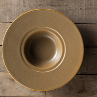 Plats à soupe en porcelaine écologique, durables, polis, de 11,5 pouces, de couleur marron, à large bord, pour les fêtes