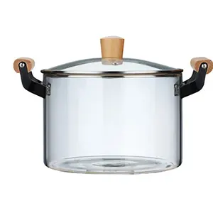 Feuer heizung Glas Suppen topf 2.5L 3.5L 4.5L 5.5L Holz Suppen töpfe mit Deckel Suppen topf Eintopf