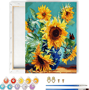Pintura al Óleo de Girasoles por Números para Adultos, Kit de Arte Decorativo, Lienzo Impreso con Números, Decoración de Pared para el Hogar, Regalo - Product Image 1